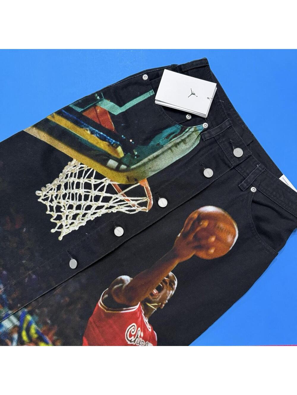 Nike Air Jordan Chicago Bulls Skirt Black Graphic Cotton Button Closure Women